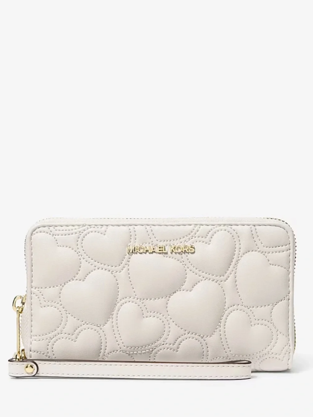 Michael Kors Cream Quilted Heart Satchel and Wristlet Set